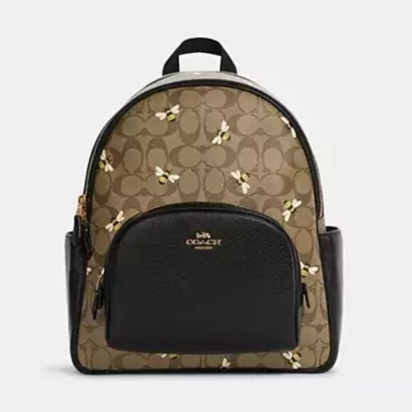 Coach Court Backpack In Signature Canvas With Bee Print NWT - Picture 1 of 9